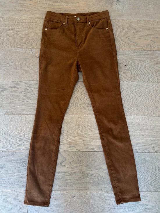 Good American Pants - Good American Good Waist Faux Suede Skinny Pants Camel Brown
